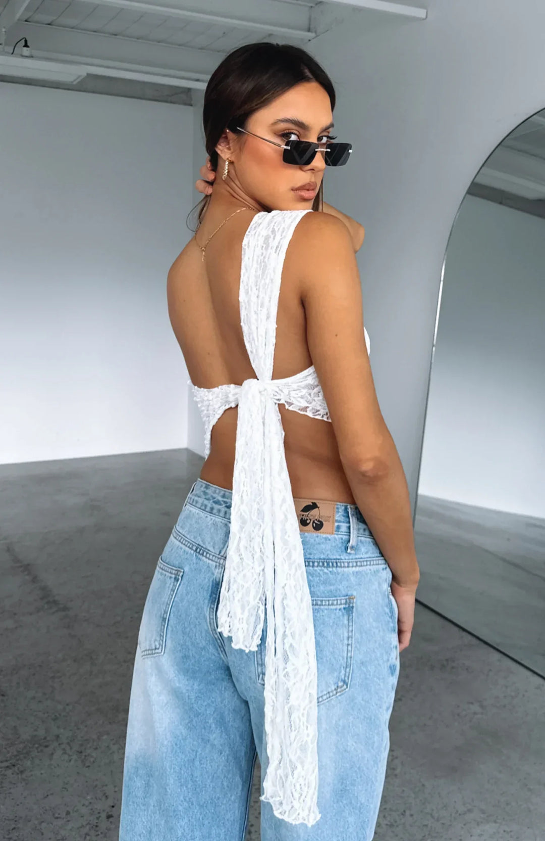 Damen-Spitzen-Top