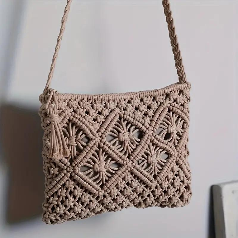 Drune | Häkeltasche, Quaste, gewebt, Crossbody Bag, Umhängetasche