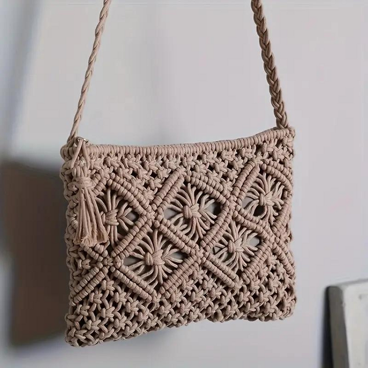 Drune | Häkeltasche, Quaste, gewebt, Crossbody Bag, Umhängetasche