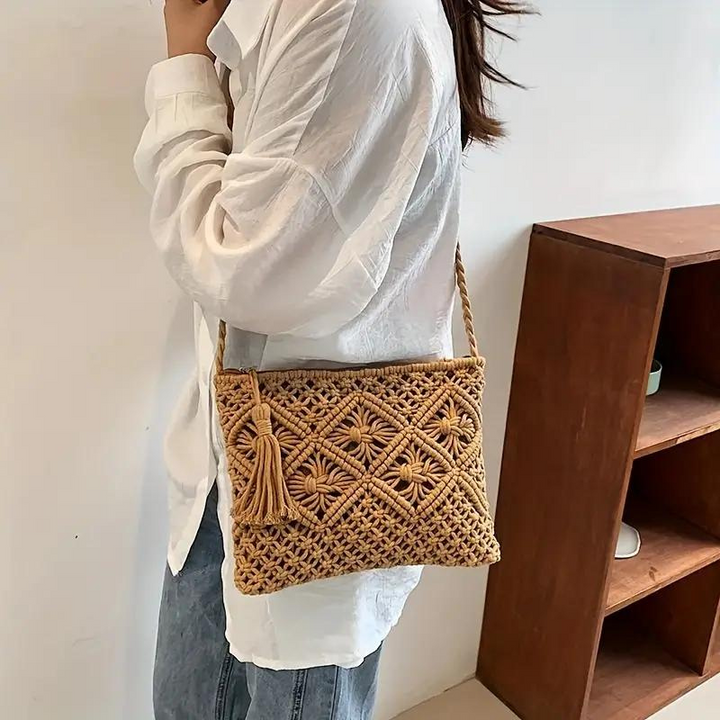 Drune | Häkeltasche, Quaste, gewebt, Crossbody Bag, Umhängetasche