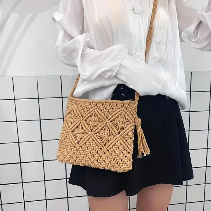 Drune | Häkeltasche, Quaste, gewebt, Crossbody Bag, Umhängetasche