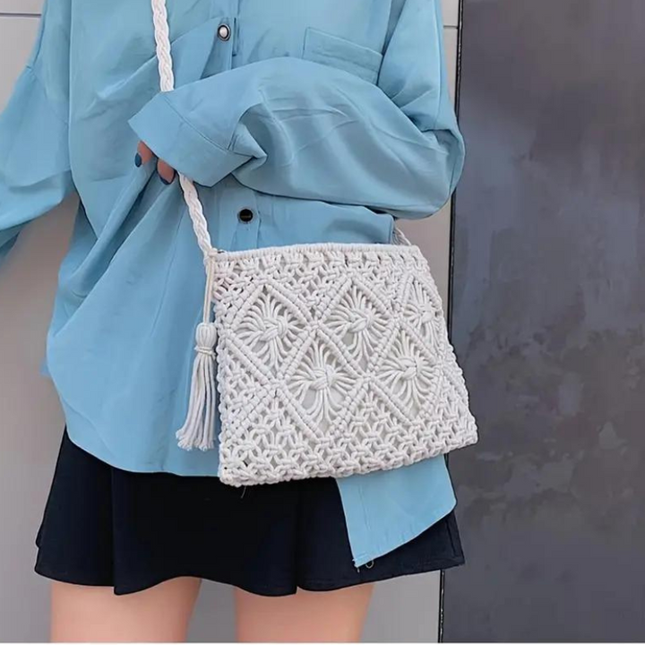 Drune | Häkeltasche, Quaste, gewebt, Crossbody Bag, Umhängetasche