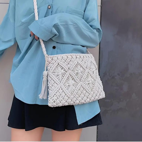 Drune | Häkeltasche, Quaste, gewebt, Crossbody Bag, Umhängetasche
