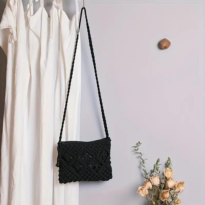 Drune | Häkeltasche, Quaste, gewebt, Crossbody Bag, Umhängetasche