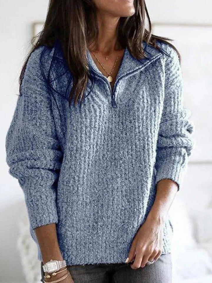 Drune | Halber Reißverschluss Pullover für Frauen - Lässiger Schnitt