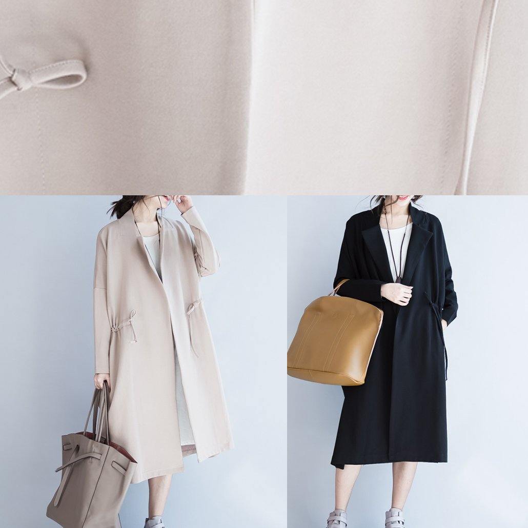 Drune | beige Mode Tunika Mäntel Design Notched Kordelzug Damenmäntel