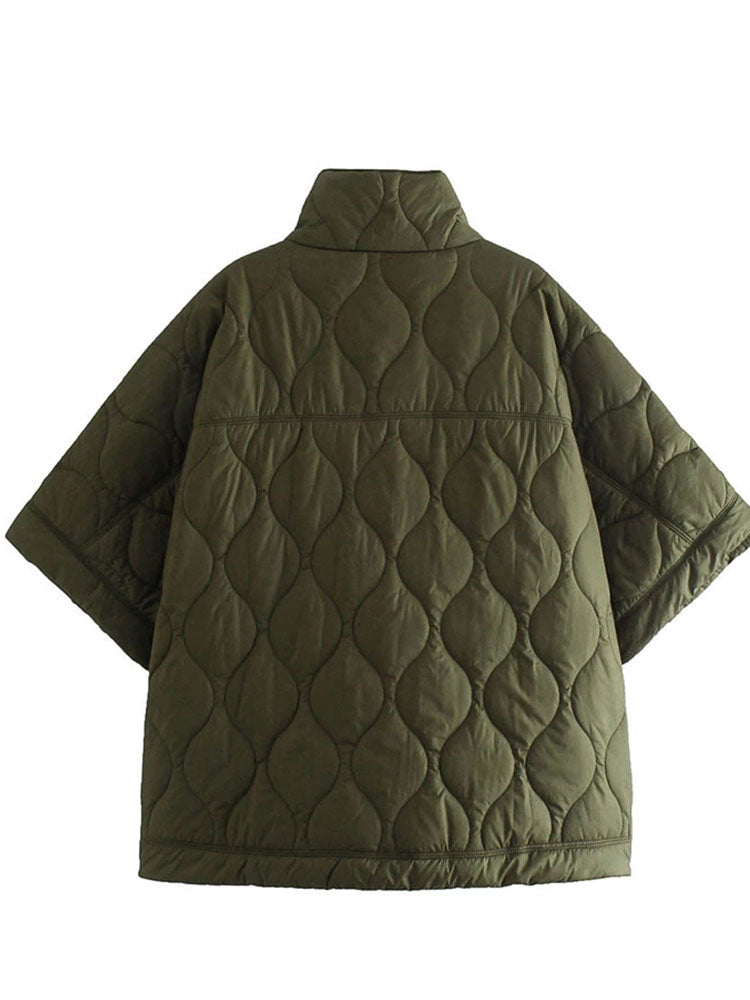 Drune | Damen Wattierte Winterjacke mit Kurzen Ärmeln und Hohem Kragen