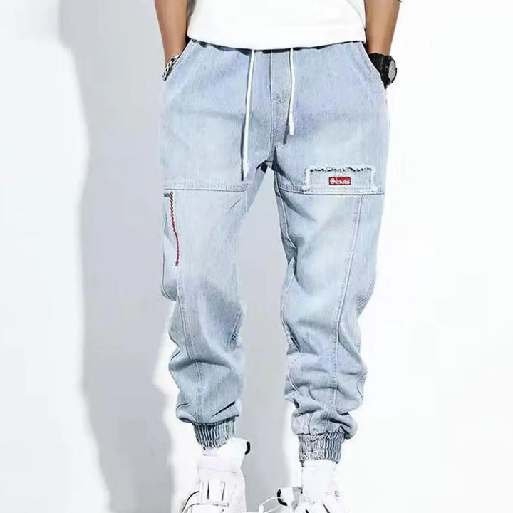 Drune | Jeans Jogger - Bequeme Denim-Sweathose mit Tunnelzug & elastischem Beinabschluss