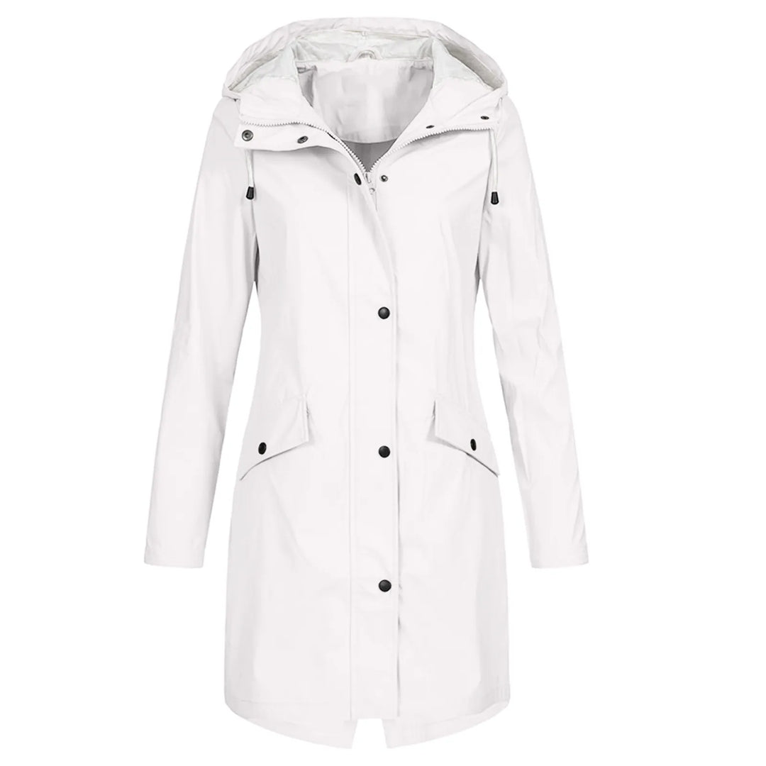 Drune | Damen Lange Wasserdichte Regenjacke - Mit Kapuze
