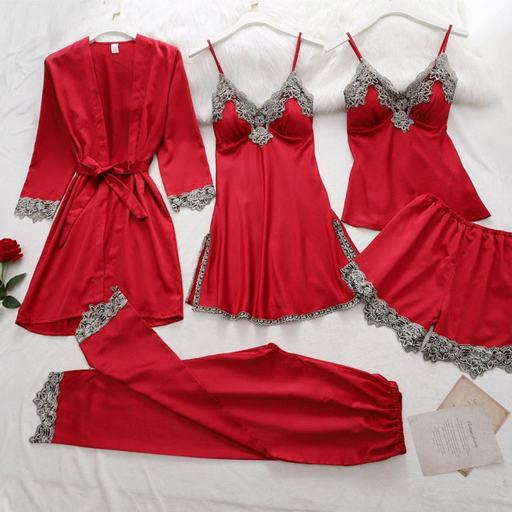 Drune | Set aus Weichem Seidenpyjama