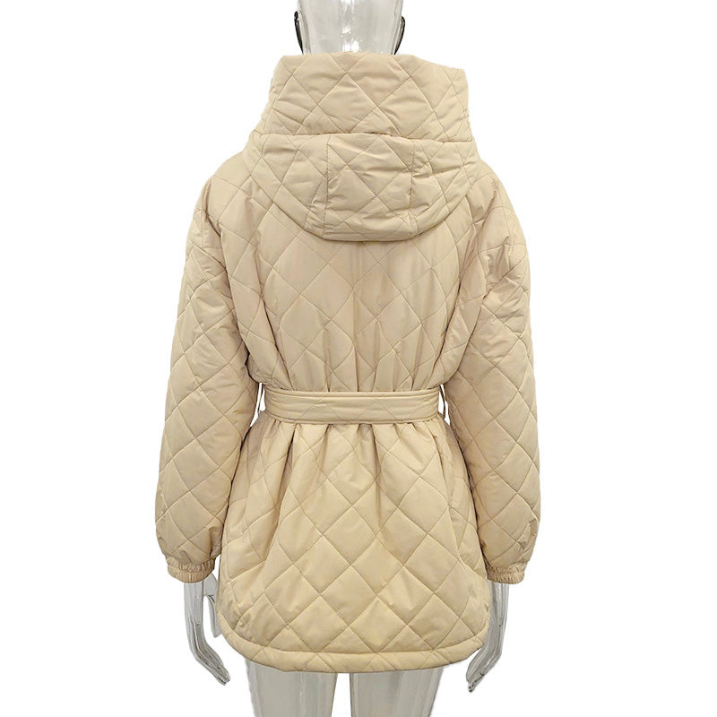 Drune | Krawattengürtel Lockere Argyle Kapuzenparka