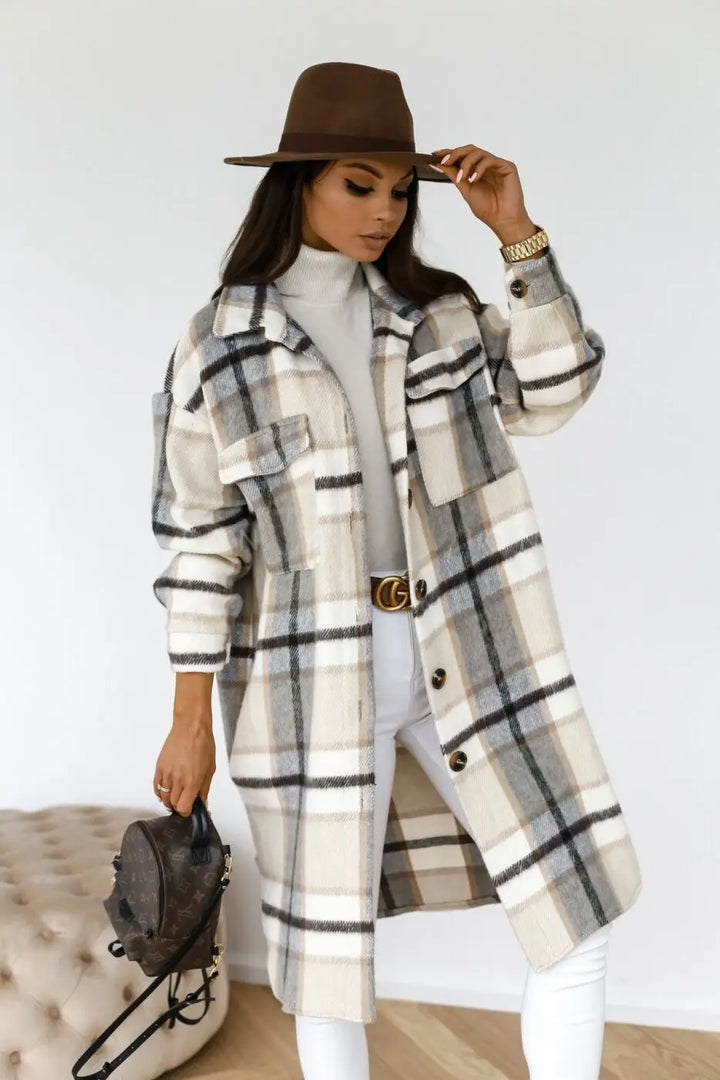 Drune | Langer Karierter Fleece-Mantel