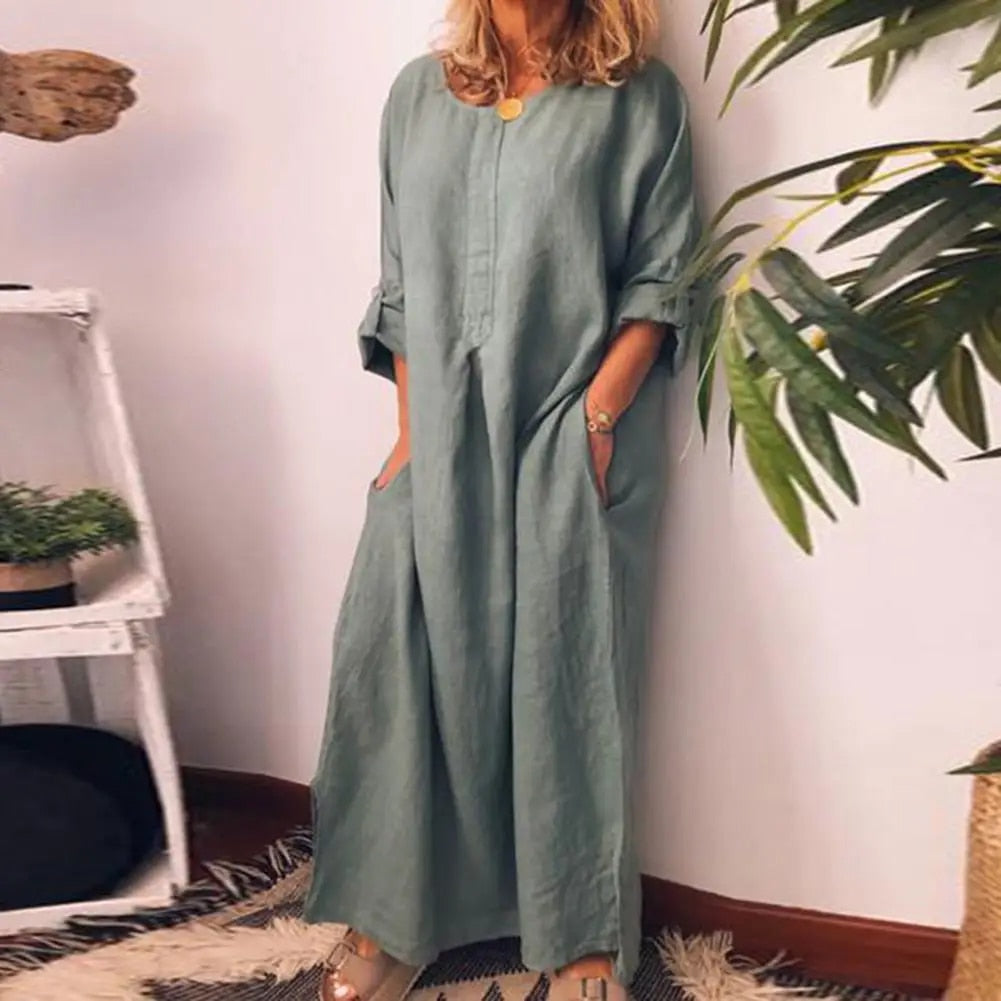Drune | Lange Hemdkleid aus Leinenstoff Oversize
