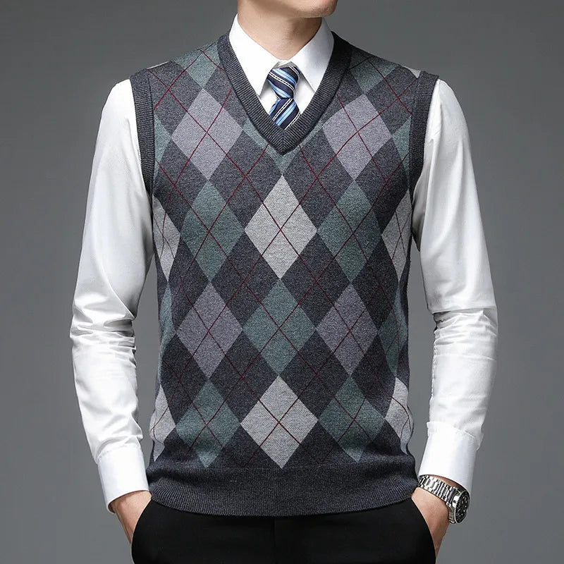 Drune | Strickweste mit Argyle-Muster