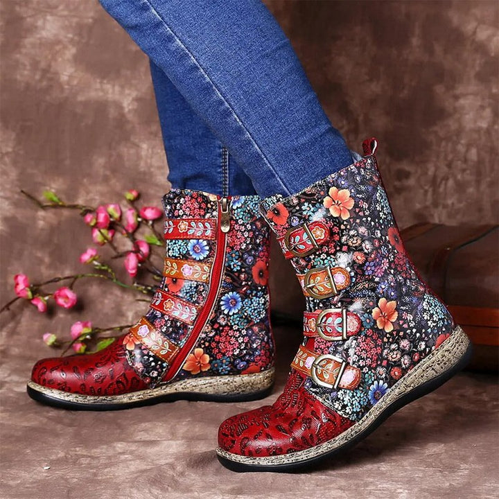 Drune | Grakosystiefel mit Retro-Metall und Schnallenverzierung