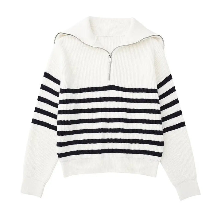 Drune | Retro Halbzip Gestreifter Pullover