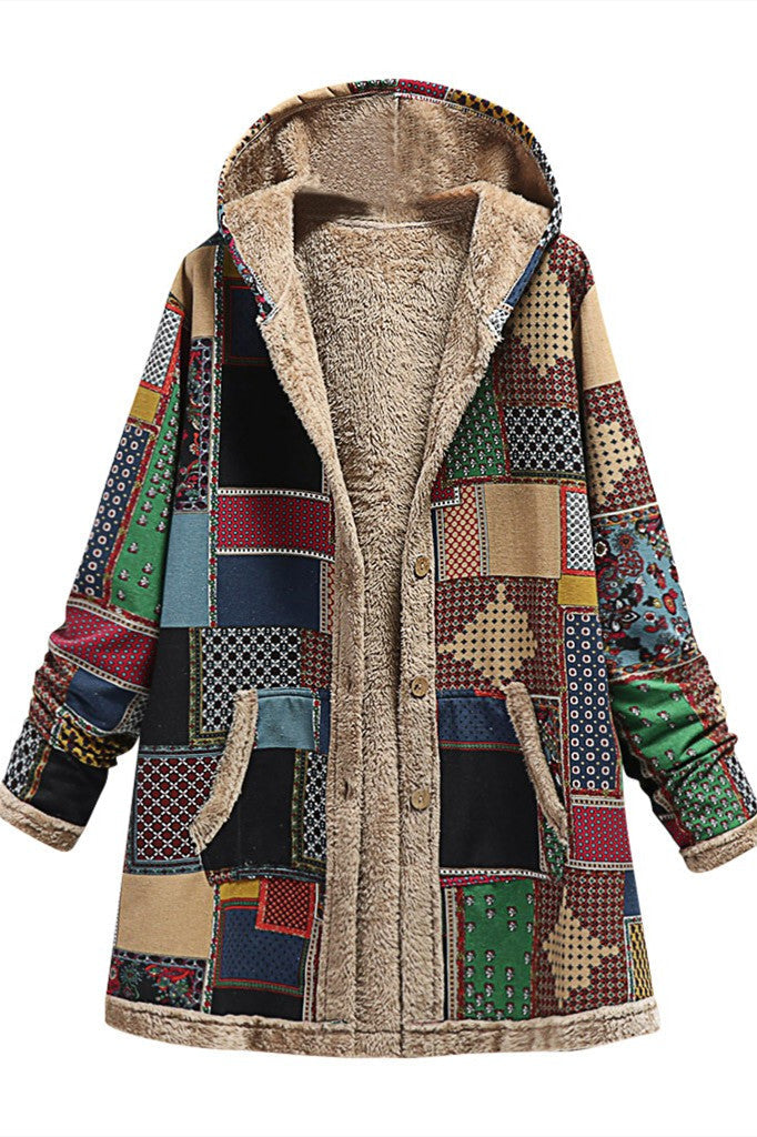 Drune | Dicker Fleece Kapuzenlongcoat