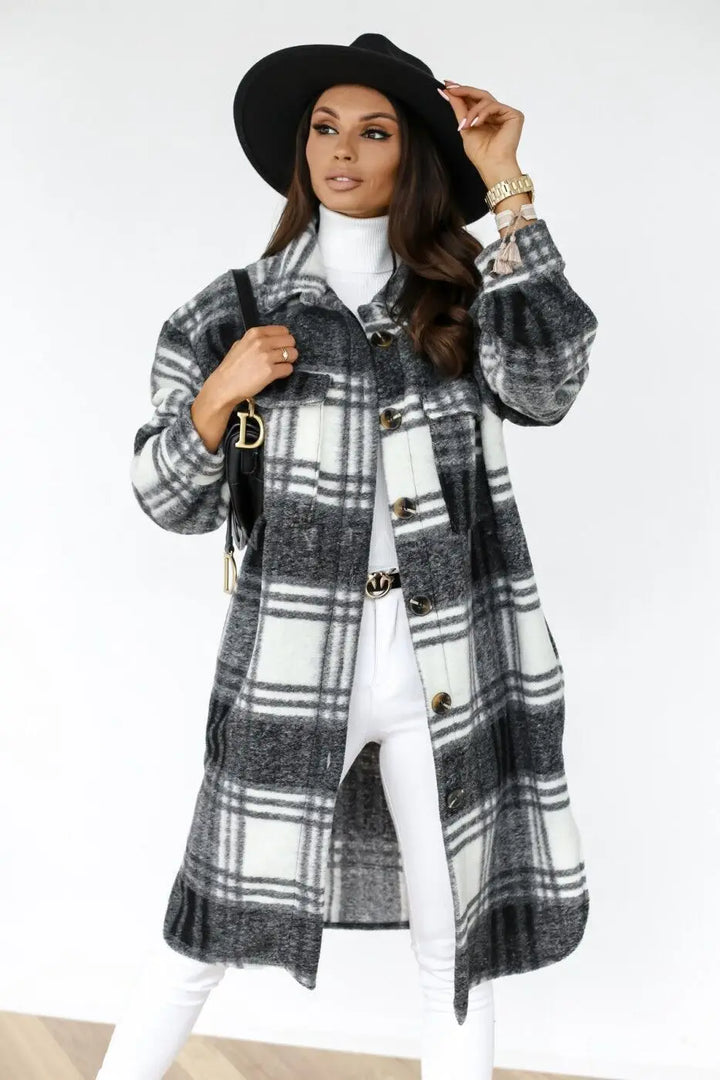 Drune | Langer Karierter Fleece-Mantel