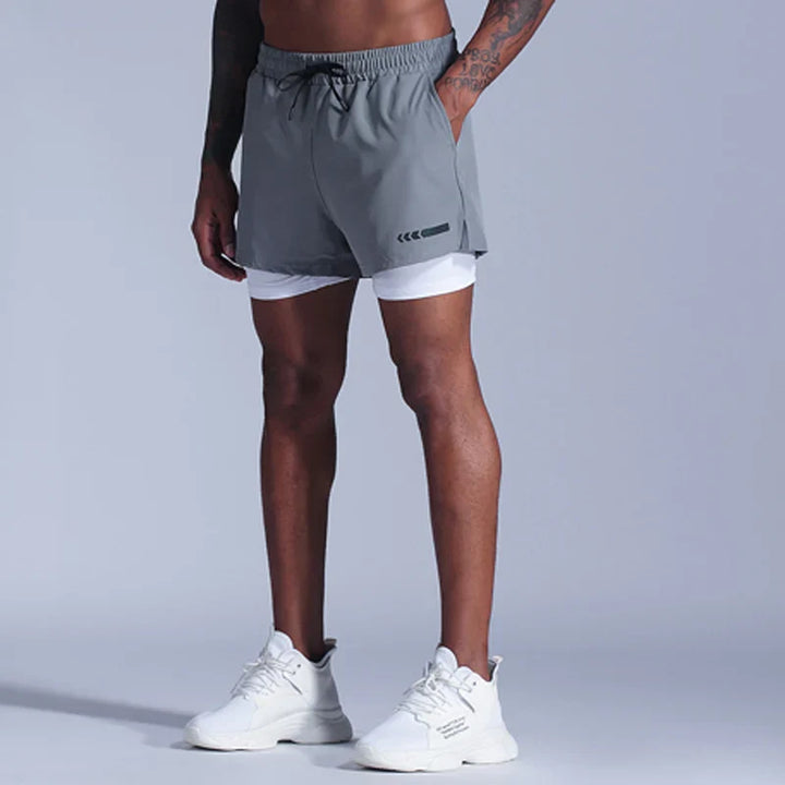 Drune | Laufshorts Für Herren 2 in 1 Schnelltrocknend Für Joggen, Fitnessstudio Und Training Davorio