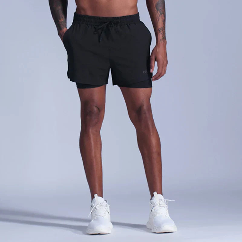 Drune | Laufshorts Für Herren 2 in 1 Schnelltrocknend Für Joggen, Fitnessstudio Und Training Davorio