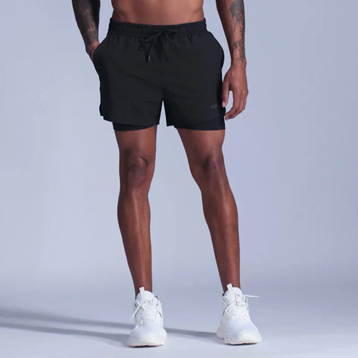 Drune | Laufshorts Für Herren 2 in 1 Schnelltrocknend Für Joggen, Fitnessstudio Und Training Davorio