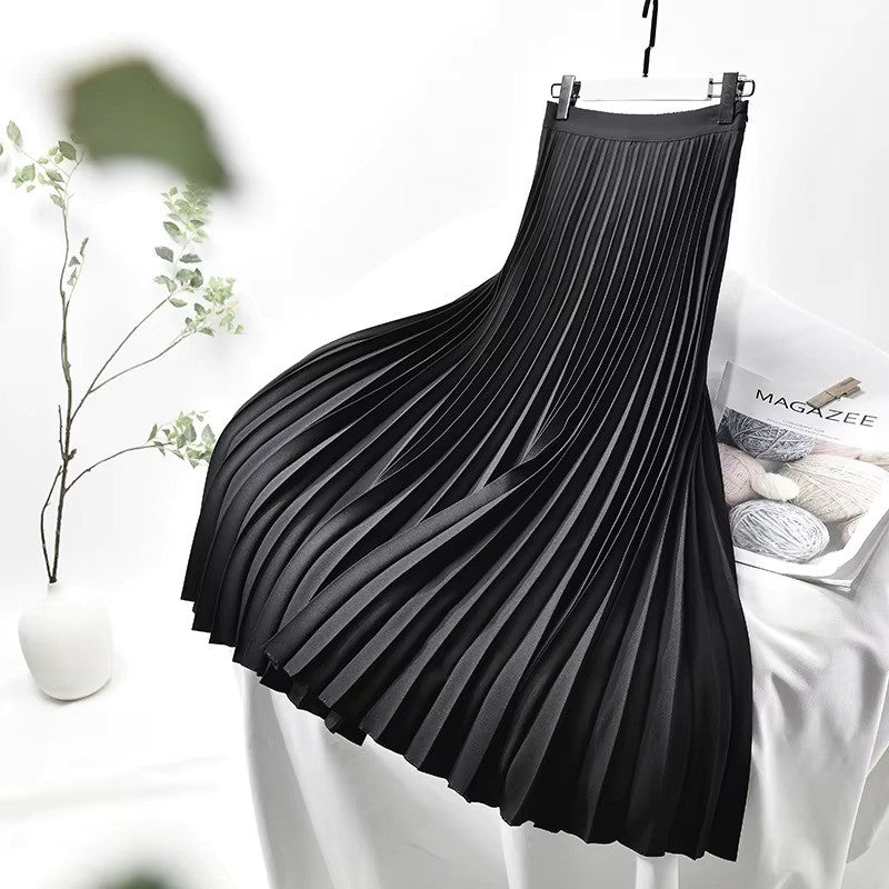 Drune | Satin Plissee Rock Hohe Taille