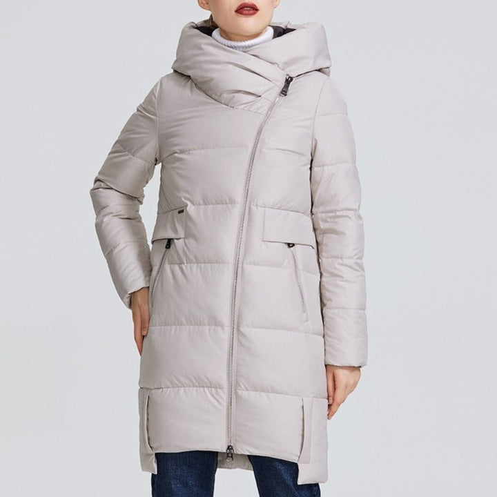 Drune | Damen Winterjacke mit asymmetrischem Verschluss