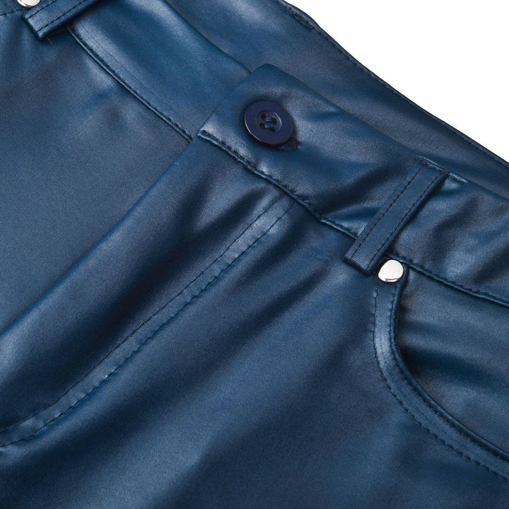 Drune Moderne Hose | Lederne, schlanke Freizeithose im Streetwear-Stil für Frauen mit Taschen