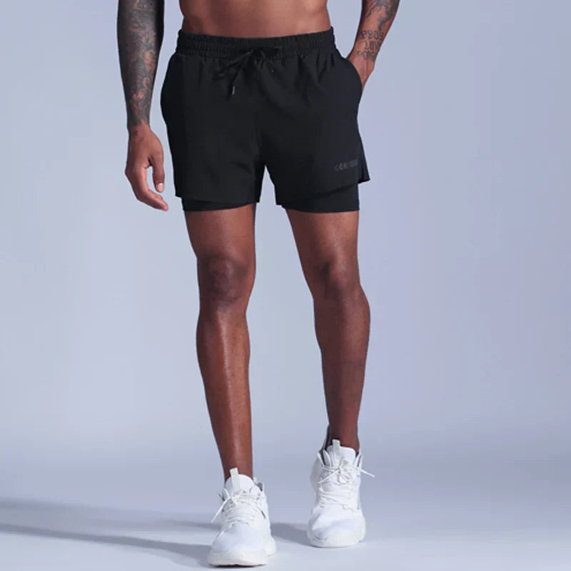 Drune | Laufshorts Für Herren 2 in 1 Schnelltrocknend Für Joggen, Fitnessstudio Und Training Davorio