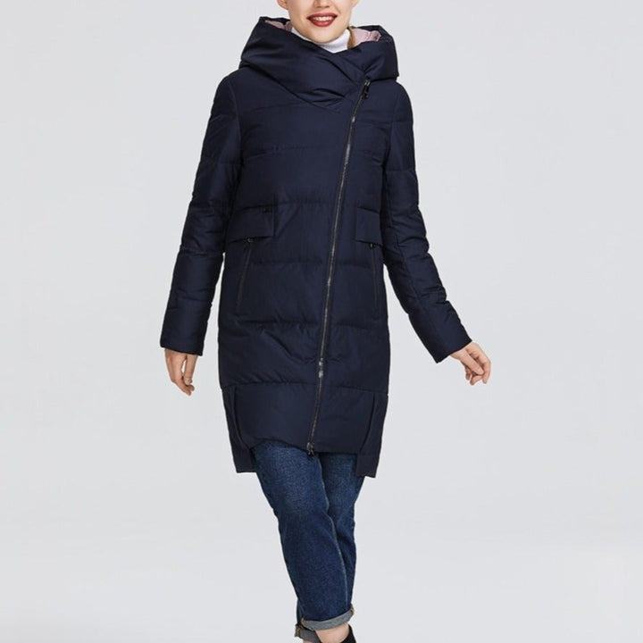 Drune | Damen Winterjacke mit asymmetrischem Verschluss