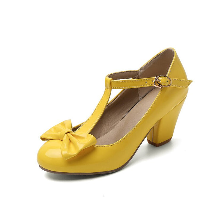 Drune | Vintage Schuhe Damen Gelb Schleife