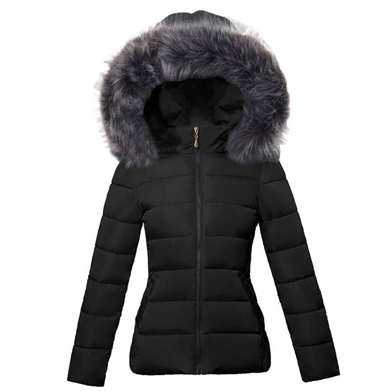 Drune | Gesteppte Damen Winterjacke mit Fellbesatz