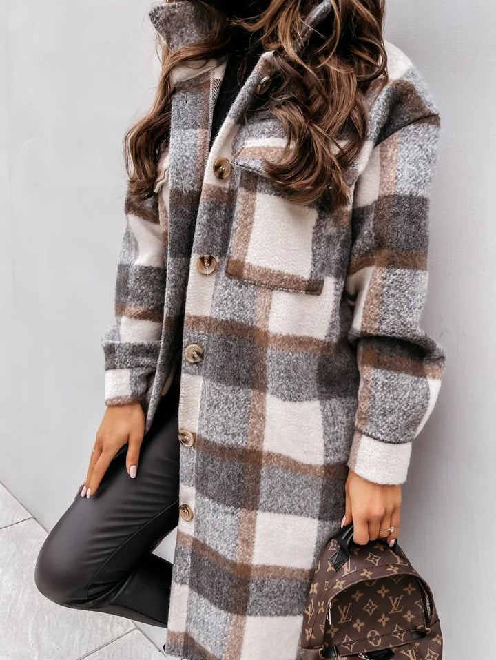 Drune | Langer Karierter Fleece-Mantel