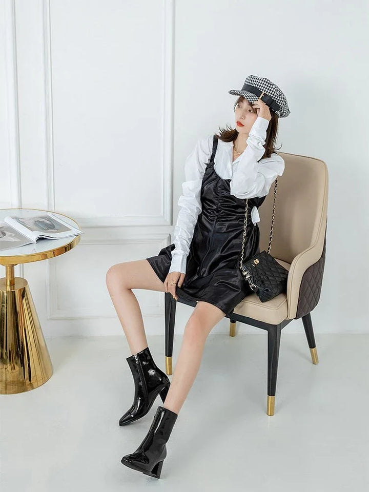 Drune | Glattleder Stiefeletten mit Reißverschluss und Absatz für Damen - Ideal für Herbst/Winter