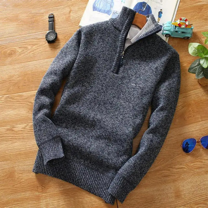 Drune | Pullover - Gestrickter Halb-Reißverschluss Kragen