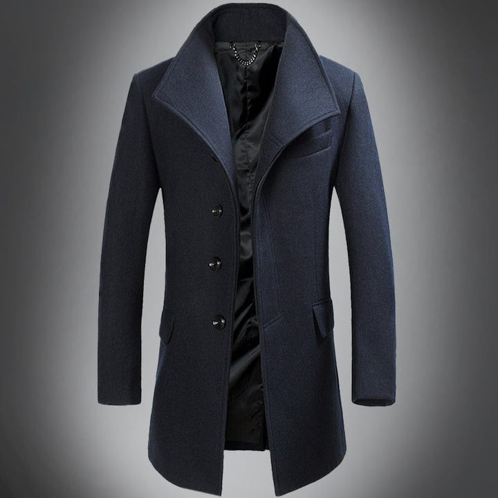 Drune | Wol Mantel - Slim Fit Knopfverschluss mit Reverskragen