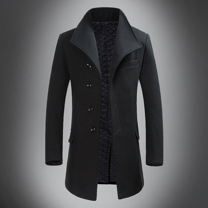 Drune | Wol Mantel - Slim Fit Knopfverschluss mit Reverskragen