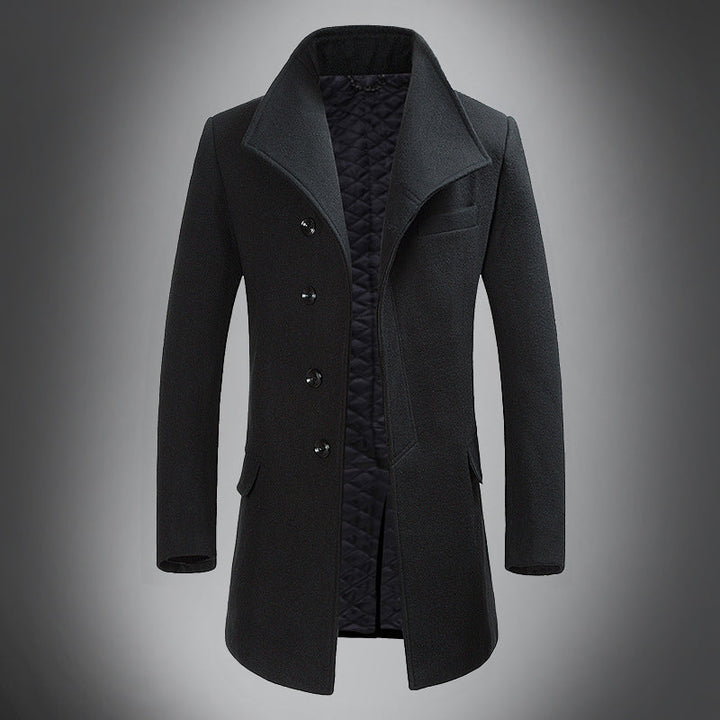Drune | Wol Mantel - Slim Fit Knopfverschluss mit Reverskragen