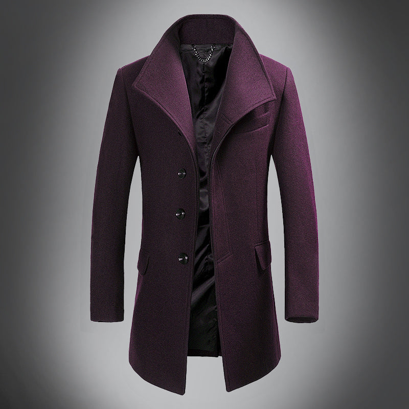 Drune | Wol Mantel - Slim Fit Knopfverschluss mit Reverskragen