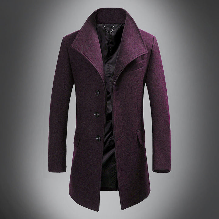 Drune | Wol Mantel - Slim Fit Knopfverschluss mit Reverskragen