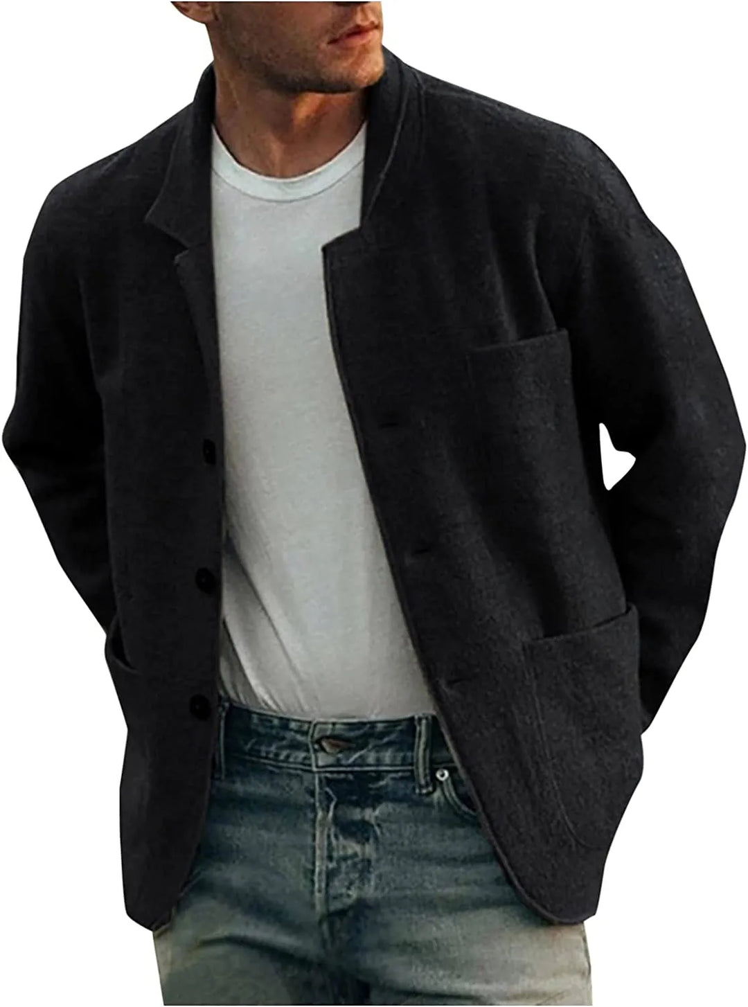 Drune | Freizeit Knopfverschluss Blazerjacke Hemdjacke
