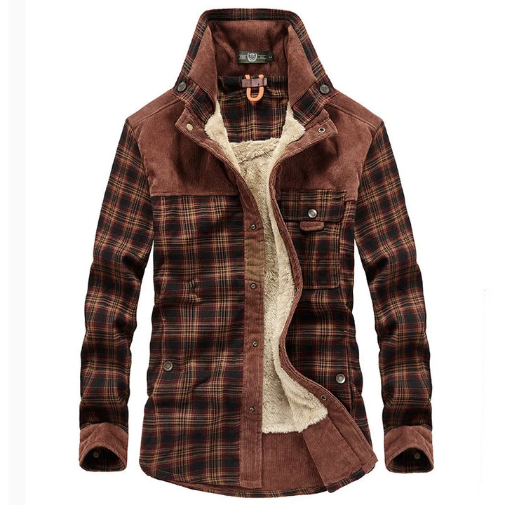 Drune | Kariert Button up Fleecegefütterte Jacke