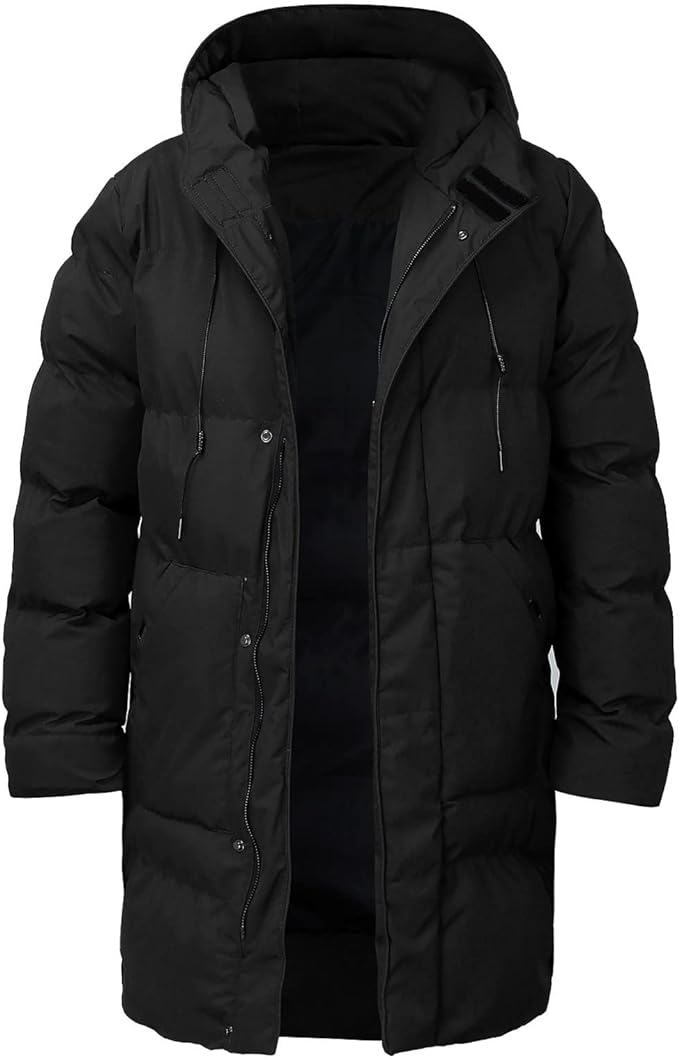 Drune | Warm Kapuze Langer Mantel Herren Winterjacke