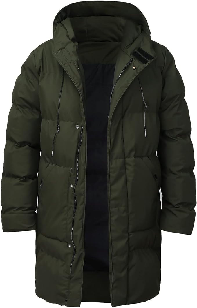 Drune | Warm Kapuze Langer Mantel Herren Winterjacke