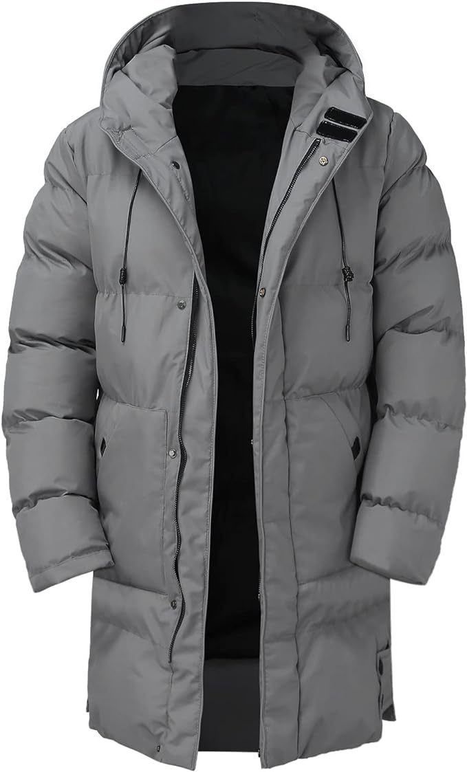 Drune | Warm Kapuze Langer Mantel Herren Winterjacke