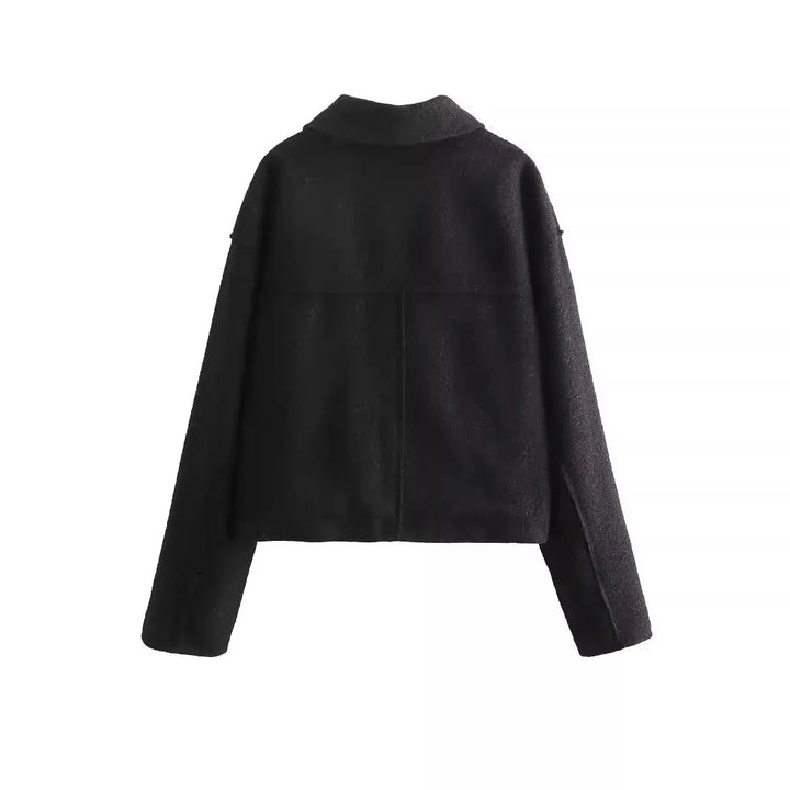Drune | Kurz Taschen Reißverschlussjacke Wolljacke für Frauen