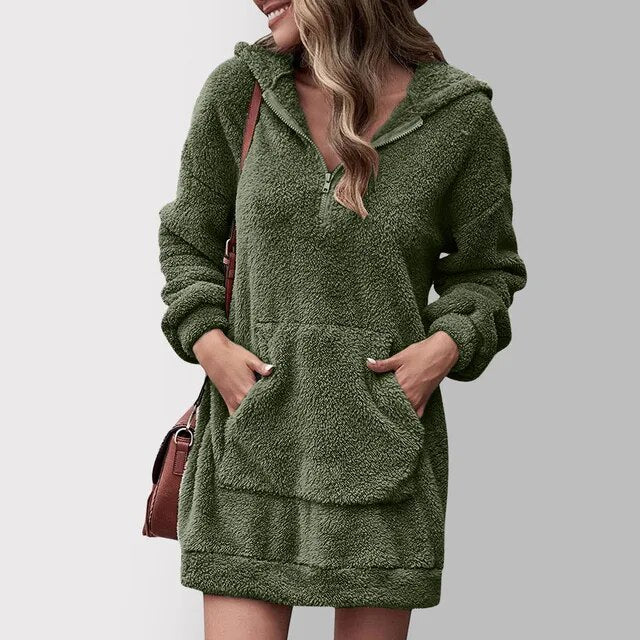 Drune | Fluffy hooded sweater dress