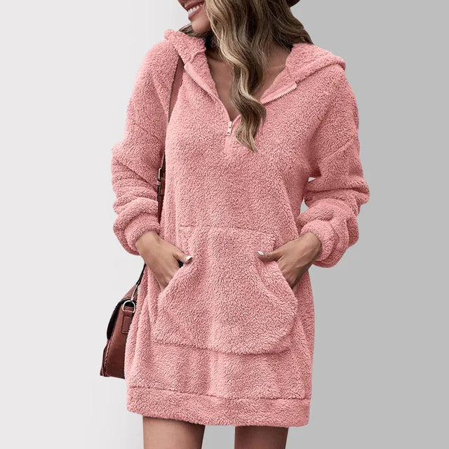 Drune | Fluffy hooded sweater dress