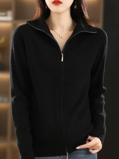 Drune | Zip-Up Sweatshirt Weicher Strick Hoher Kragen Bequem und Stilvoll