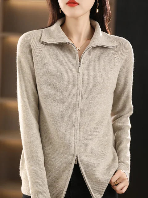 Drune | Zip-Up Sweatshirt Weicher Strick Hoher Kragen Bequem und Stilvoll